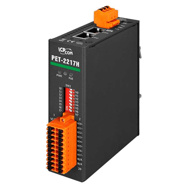 PET-2217H PoE I/O Module with 2-port Switch, 8-ch High Speed AI
