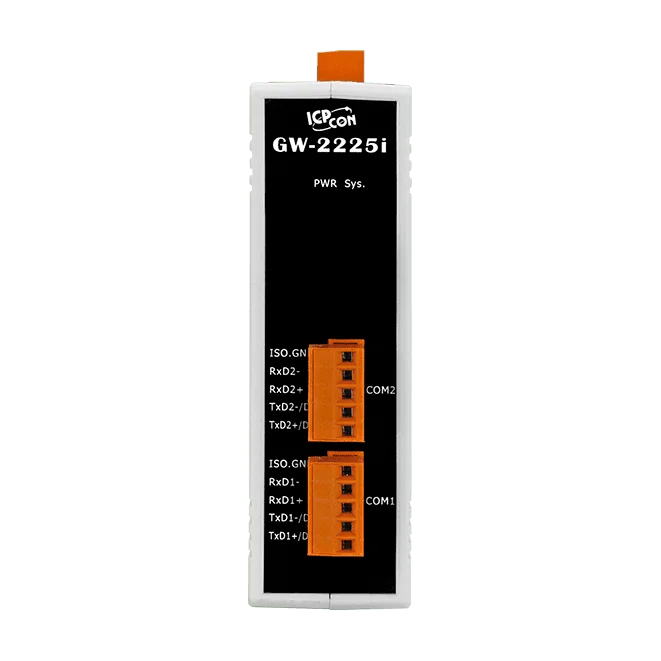 GW-2225i Modbus TCP to RTU/ASCII Gateway with 2-port Isolated RS-422/485