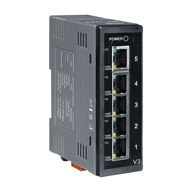 NS-205G 5-Port Unmanaged Industrial Gigabit Ethernet Switch, 10/100/1000 Base-T