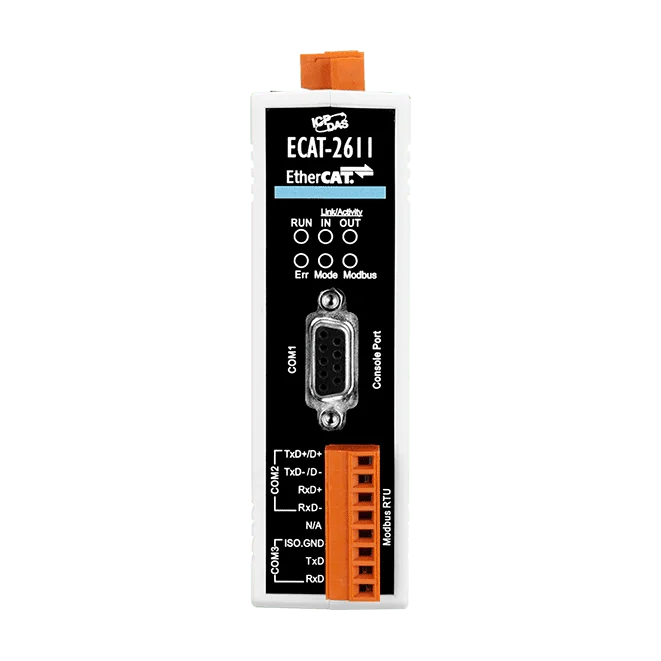 ECAT-2611 EtherCAT to Modbus RTU Protocol Gateway, RS-232/422/485
