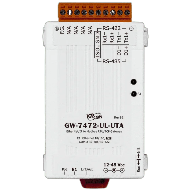 GW-7472-UL-UTA EtherNet/IP to Modbus RTU/TCP Gateway with PoE, -40 °C Version