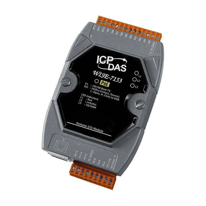 WISE-7153 Intelligent I/O Module, 16-ch DI with PoE