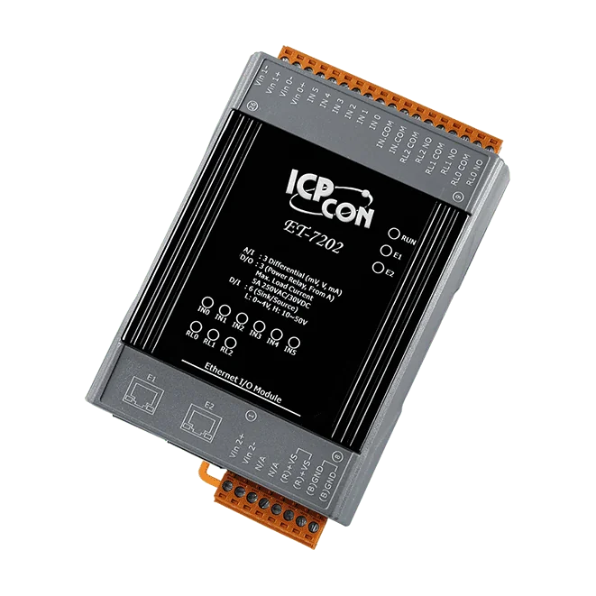 ET-7202 Ethernet I/O Module, 3-ch AI, 6-ch DI, 3-ch Power Relay