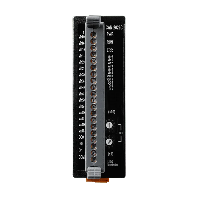 CAN-2026C CANopen Slave I/O Module, 6-ch Isolated AI and 2-ch AO