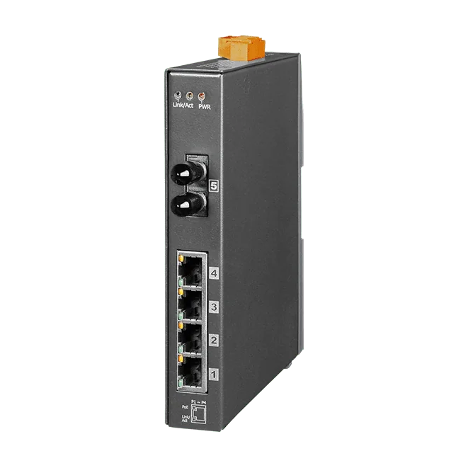 NSM-205PFT-24V Unmanaged PoE Switch, 4-port PSE with 100Base-FX Fibre