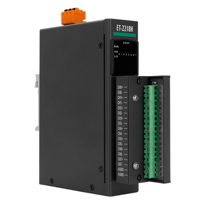 ET-2218H/S1 Ethernet I/O Module with 2-port Ethernet Switch, 8-ch High Speed Thermocouple Input, 100 S/s