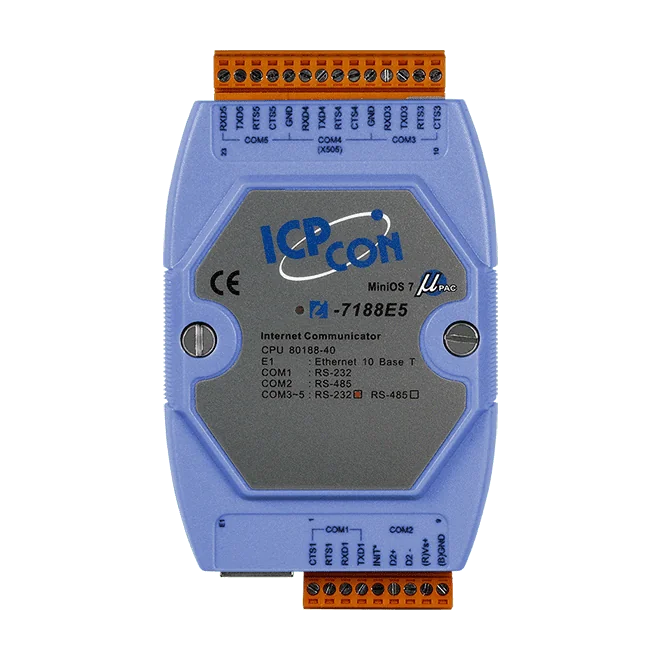 I-7188E5 Programmable Ethernet to 5-Port Serial Converter (4x RS-232, 1x RS-485)