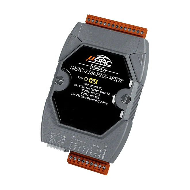 uPAC-7186PEX-MTCP-G PoE Palm-sized Modbus TCP to RTU Gateway