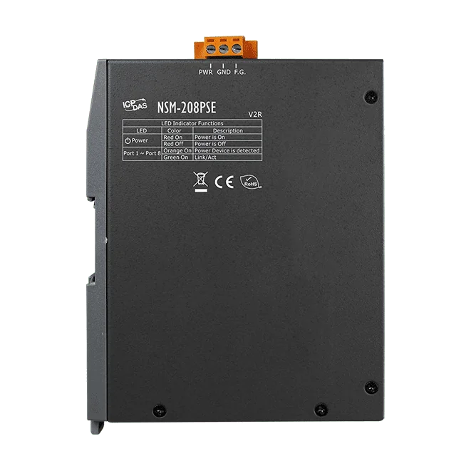NSM-208PSE 8-Port Unmanaged PoE (PSE) Industrial Ethernet Switch