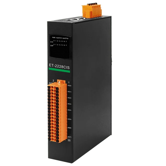 ET-2228CIS Ethernet I/O Module, 8-ch Analog Output with 2-port Switch