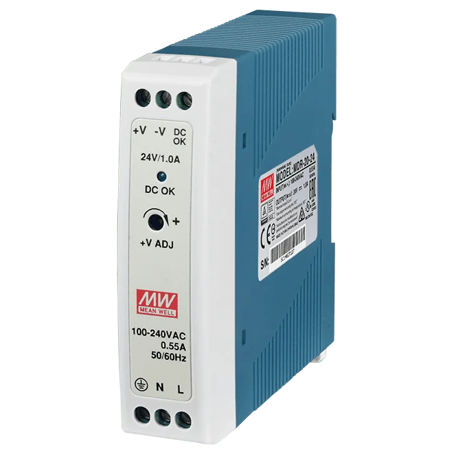 MDR-20-24 DIN-Rail Power Supply, 85~264 VAC to 24 VDC/1 A, 24 W