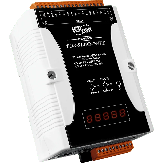 PDS-5105D-MTCP Serial-to-Ethernet Device Server, 10x RS-485, Modbus TCP Gateway