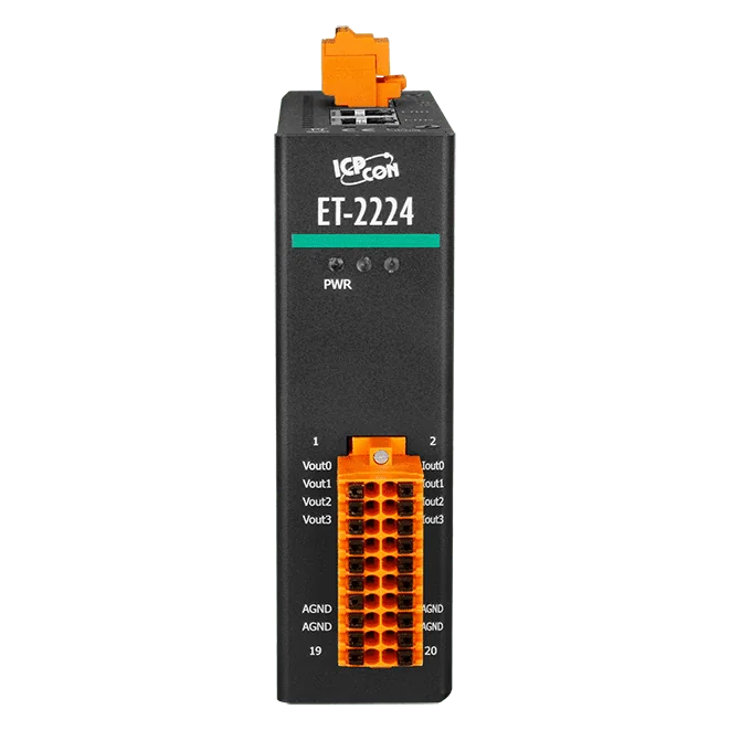 ET-2224 Ethernet I/O Module with 2-port Switch, 4-ch Analog Output