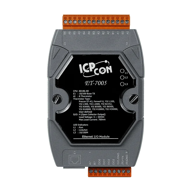 ET-7005 Ethernet I/O Module, 8-ch Thermistor Input, 4-ch DO