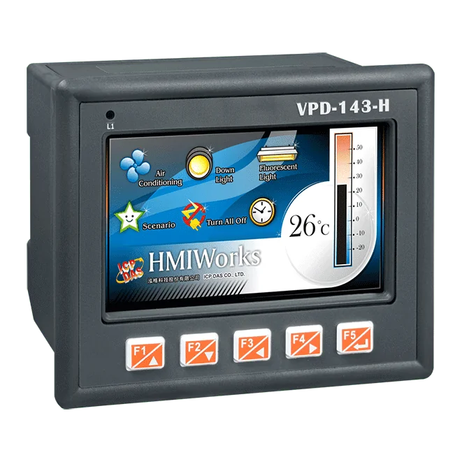 VPD-143-H 4.3-inch Touch HMI with 2 x RS-232/RS-485 and PoE Ethernet