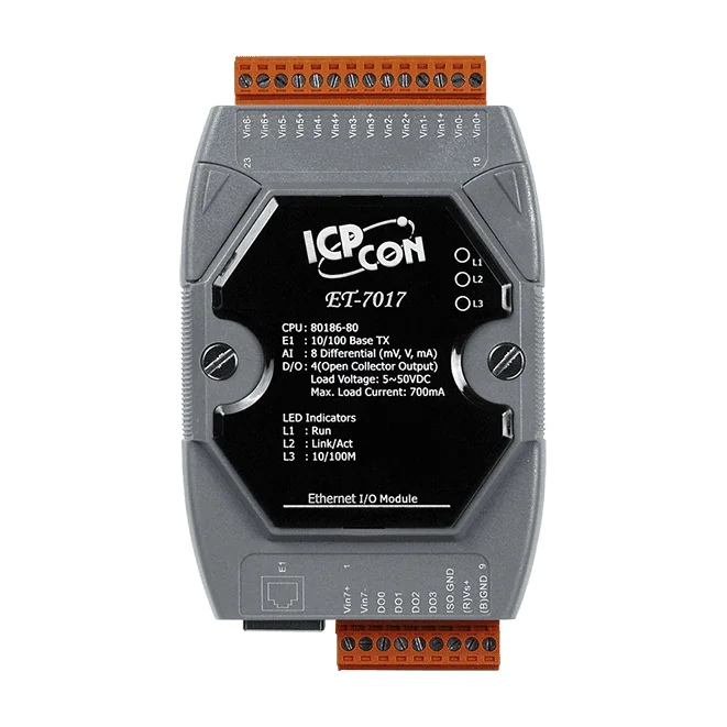 ET-7017 Ethernet I/O Module, 8-ch Analogue Input, 4-ch Digital Output