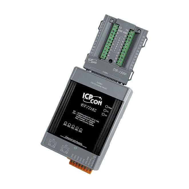 ET-7218Z/S Ethernet I/O Module with 2-port Ethernet Switch, 10-ch Thermocouple Input, 3-ch DO