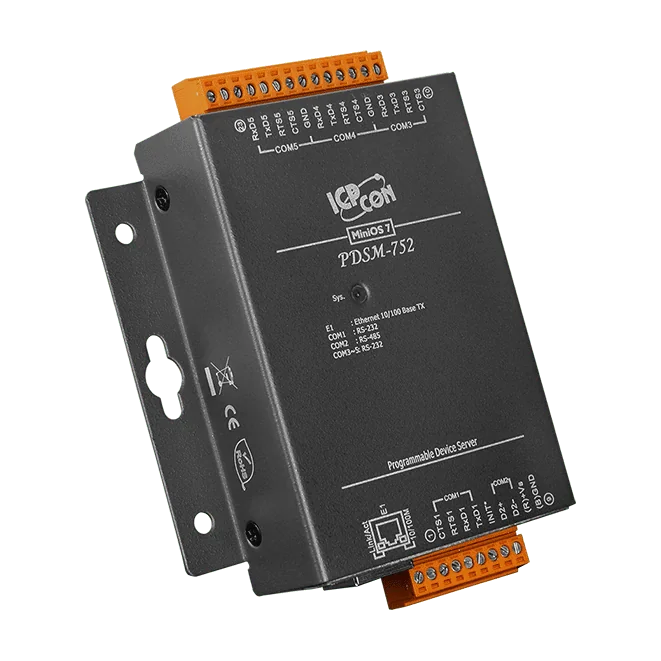 PDSM-752 Programmable Serial-to-Ethernet Device Server, 4x RS-232 and 1x RS-485