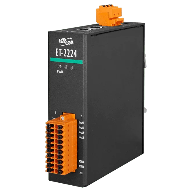 ET-2224 Ethernet I/O Module with 2-port Switch, 4-ch Analog Output